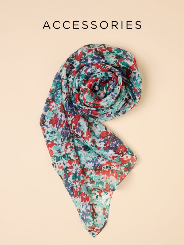 Floral scarf and text 